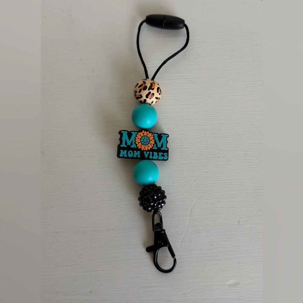 Mom Vibes Turquoise Bead Car Freshie Hanger/ Keychain - Picture 2 of 2